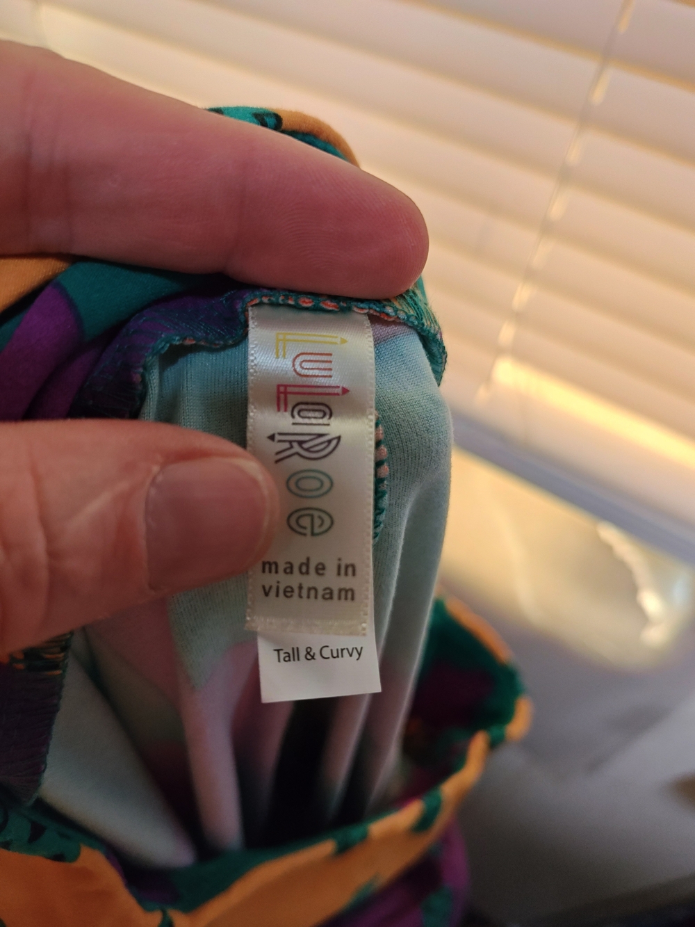 LuLaRoe Colorblock Geometric Leggings in Purple, Teal, Yellow, Orange, Red - Picture 2 of 5